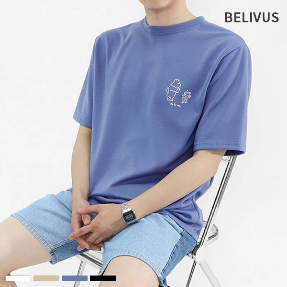 빌리버스 남자 반팔티 BLS021 라운드 여름 면 티셔츠
