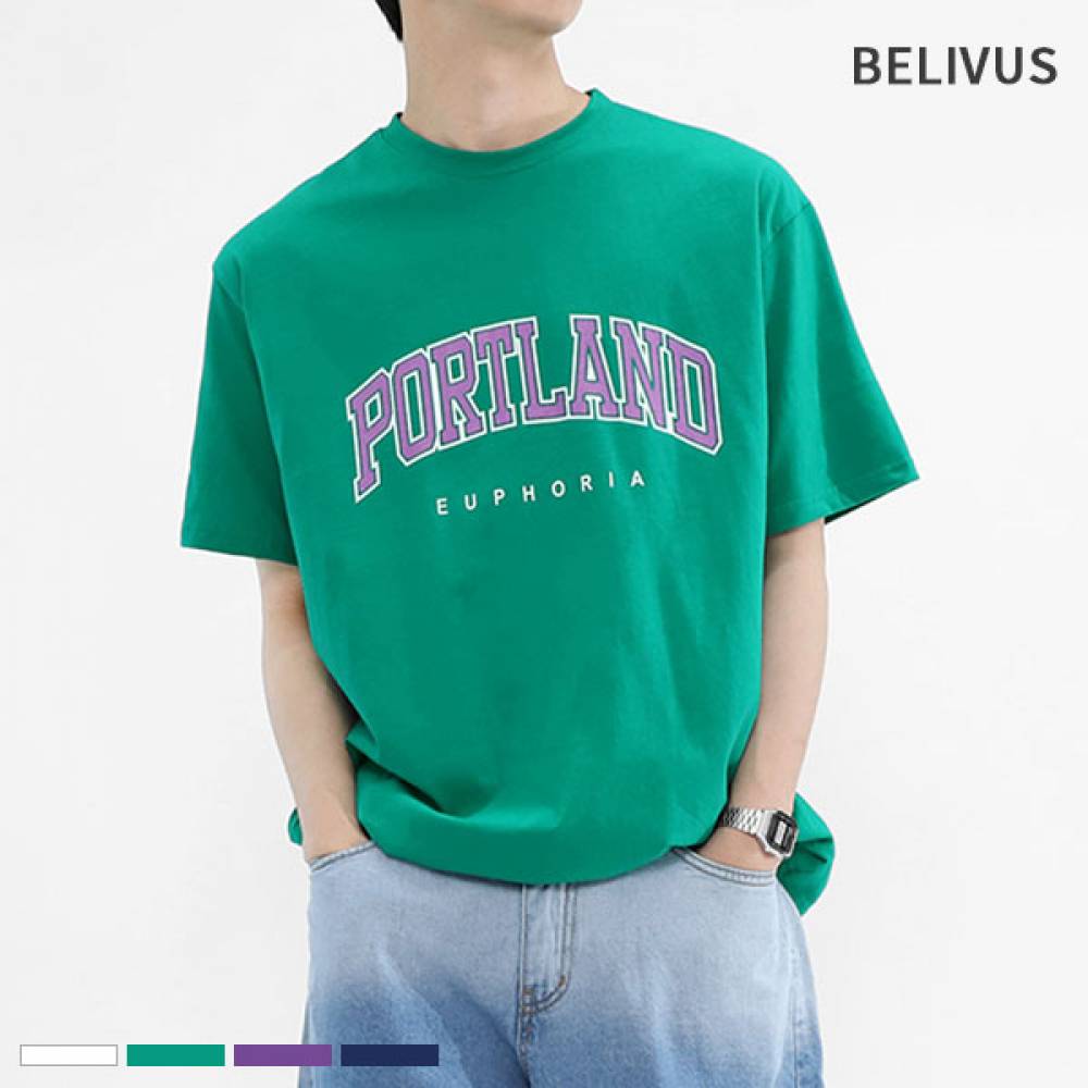 빌리버스 남자 반팔티 BLS017 라운드 면 여름 티셔츠