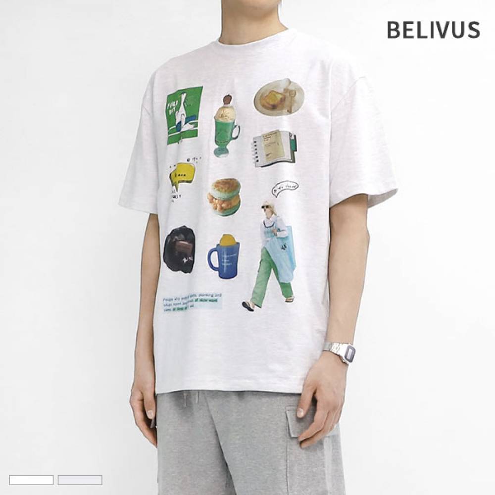 빌리버스 남자 반팔티 BRAT019 라운드 면 티셔츠
