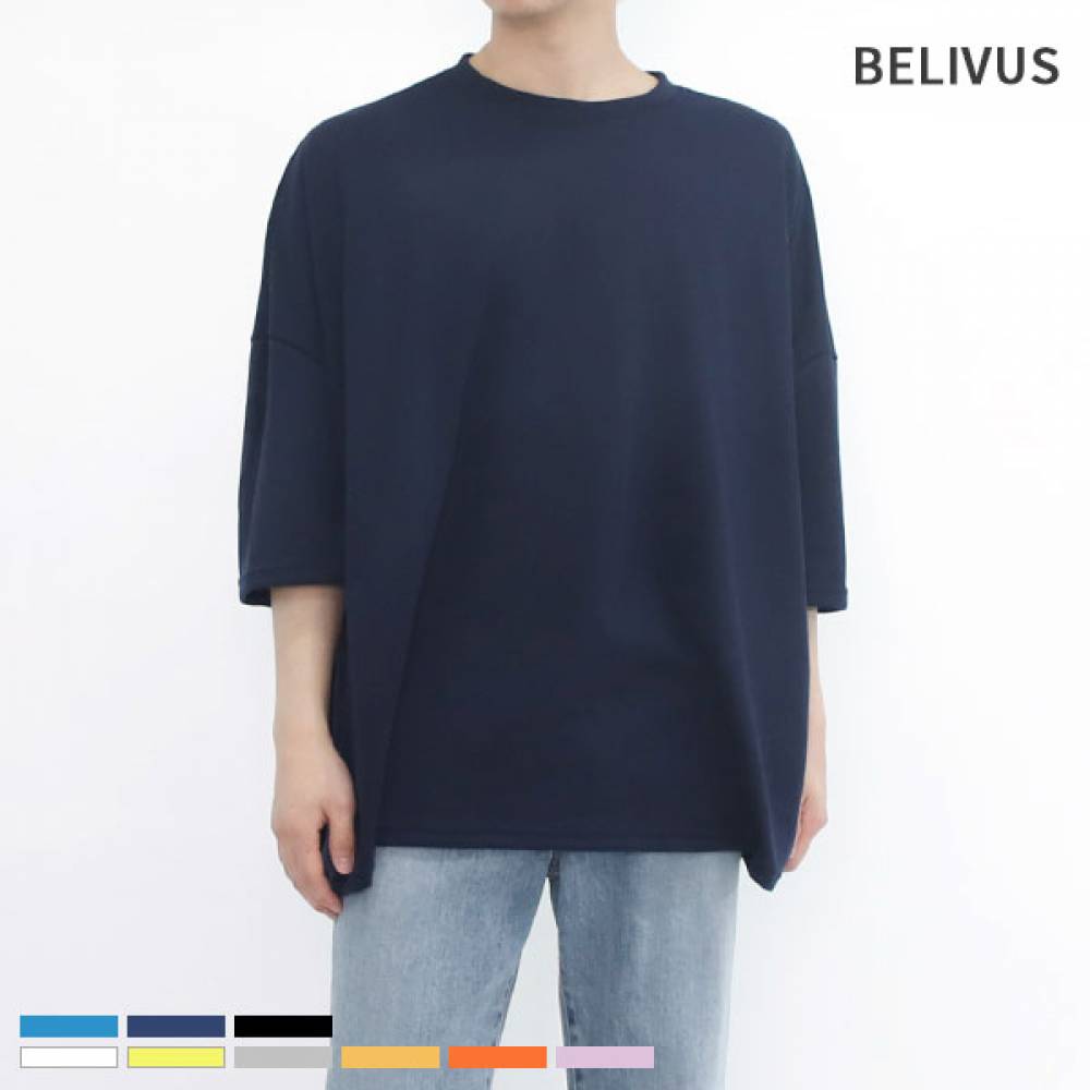 빌리버스 남자 반팔티 BLS015 오버핏 7부 면 티셔츠