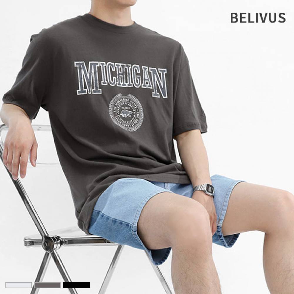 빌리버스 남자 반팔티 BLS018 라운드 여름 면 티셔츠