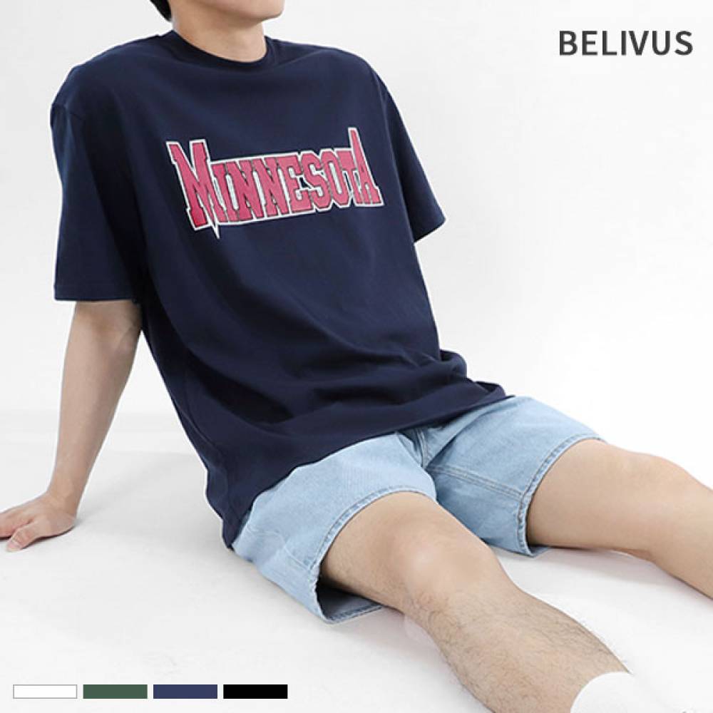 빌리버스 남자 반팔티 BLS019 라운드 면 여름 티셔츠