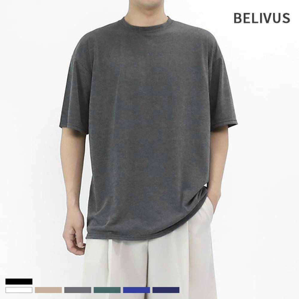 빌리버스 남자 반팔티 BWWT028 오버핏 라운드 티셔츠
