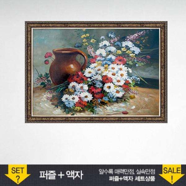 500조각 직소퍼즐 - 화병과 꽃 앤틱실버액자세트 (액자포함)