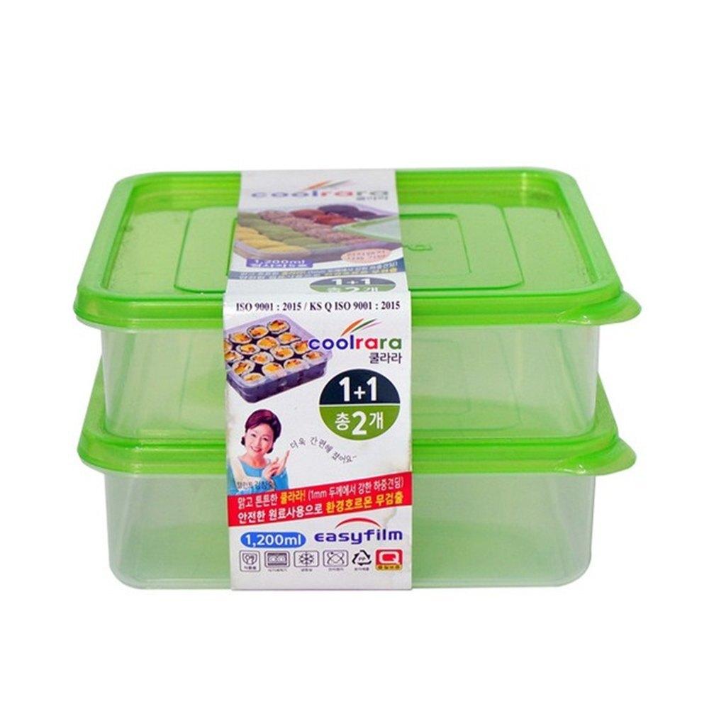 쿨라라 정사각 밀폐용기 5호 1200ml 2개입