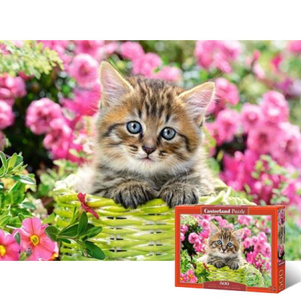 500피스 직소퍼즐 - 꽃바구니 속 고양이 (LD52974)