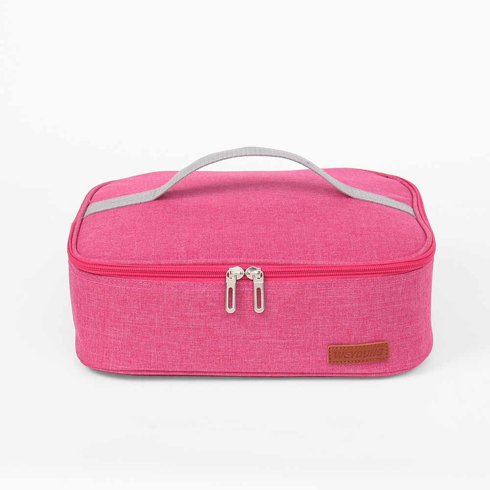 컴팩트 사각 보온보냉 도시락 가방 식판 런치백 핑크
