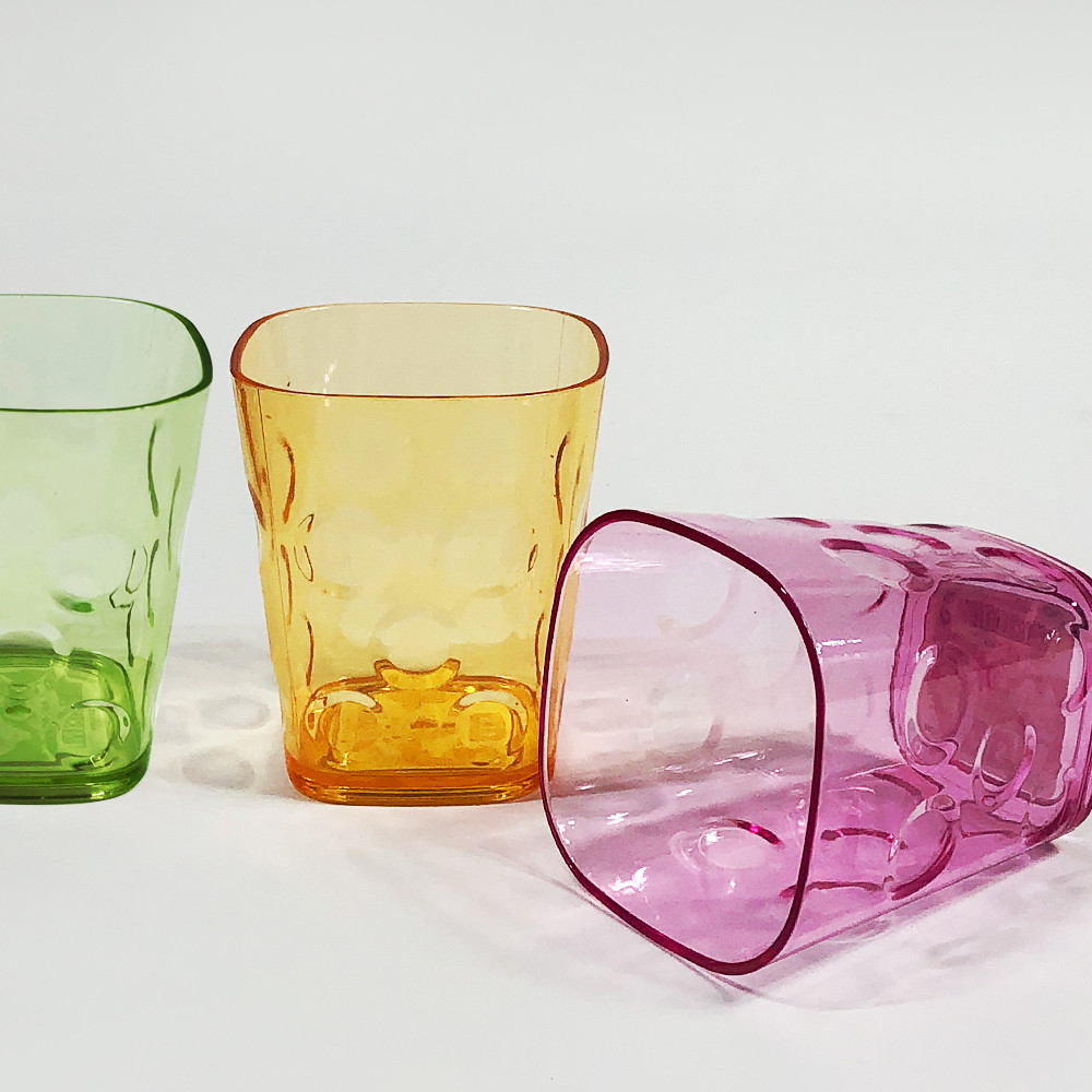 물방울 (사각)물컵(대9.3cm)유리컵 플라스틱잔 쥬스컵