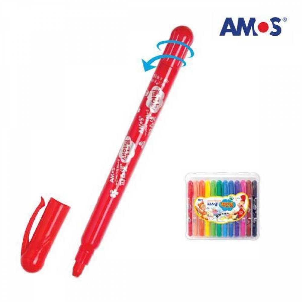 아모스 파스넷 색연필 12색세트 어린이 미술(제작 로고 인쇄 홍보 기념품 판촉물)