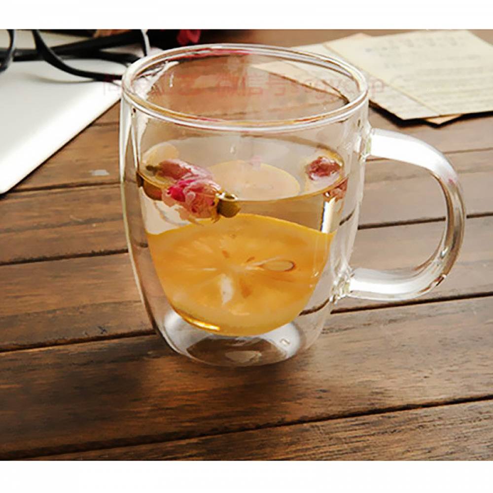 로하티바오 뚜껑 유리컵(430ml) 이중유리 머그컵
