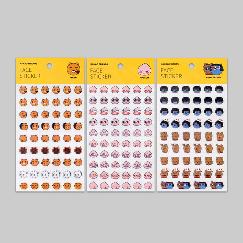 카카오 프렌즈 투명 얼굴 스티커(제작 로고 인쇄 홍보 기념품 판촉물)