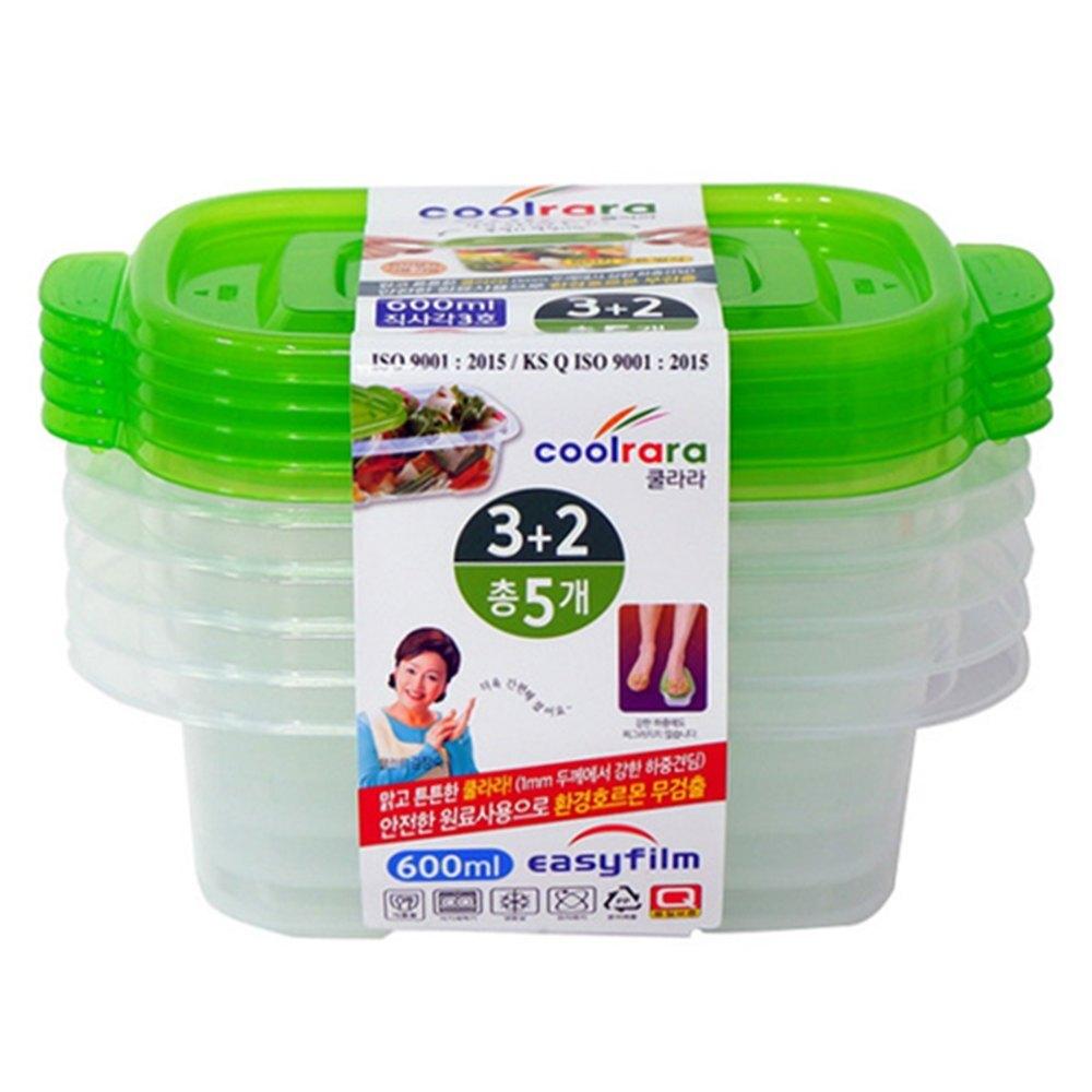 쿨라라 직사각 밀폐용기 3호 600ml x 5개