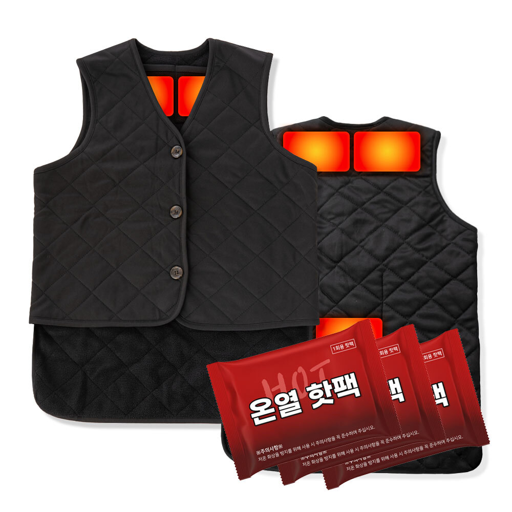 일본 직수입 겨울 여성용 핫팩 온열 조끼(블랙)