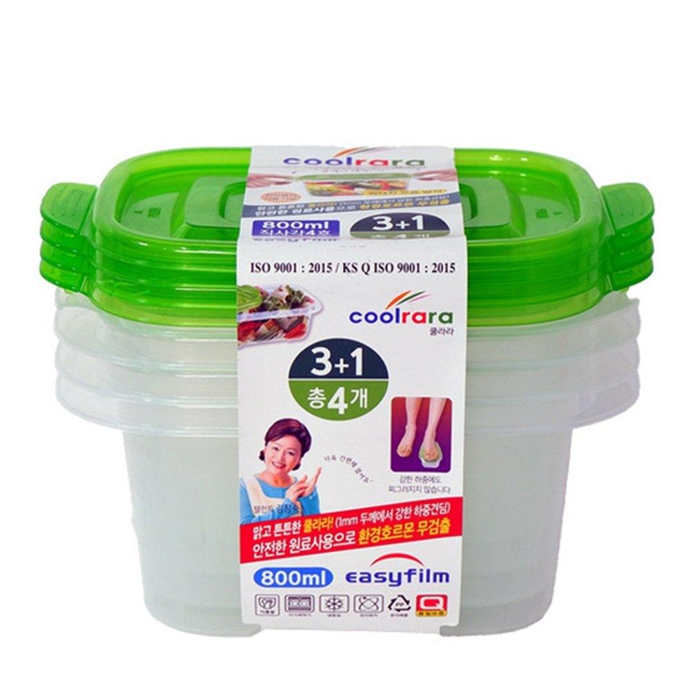 쿨라라 직사각 밀폐용기 4호 800ml x 4개