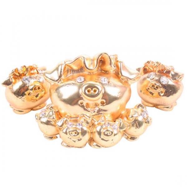 가족돼지 장식품(금)55x30x35mm -싸게팔자