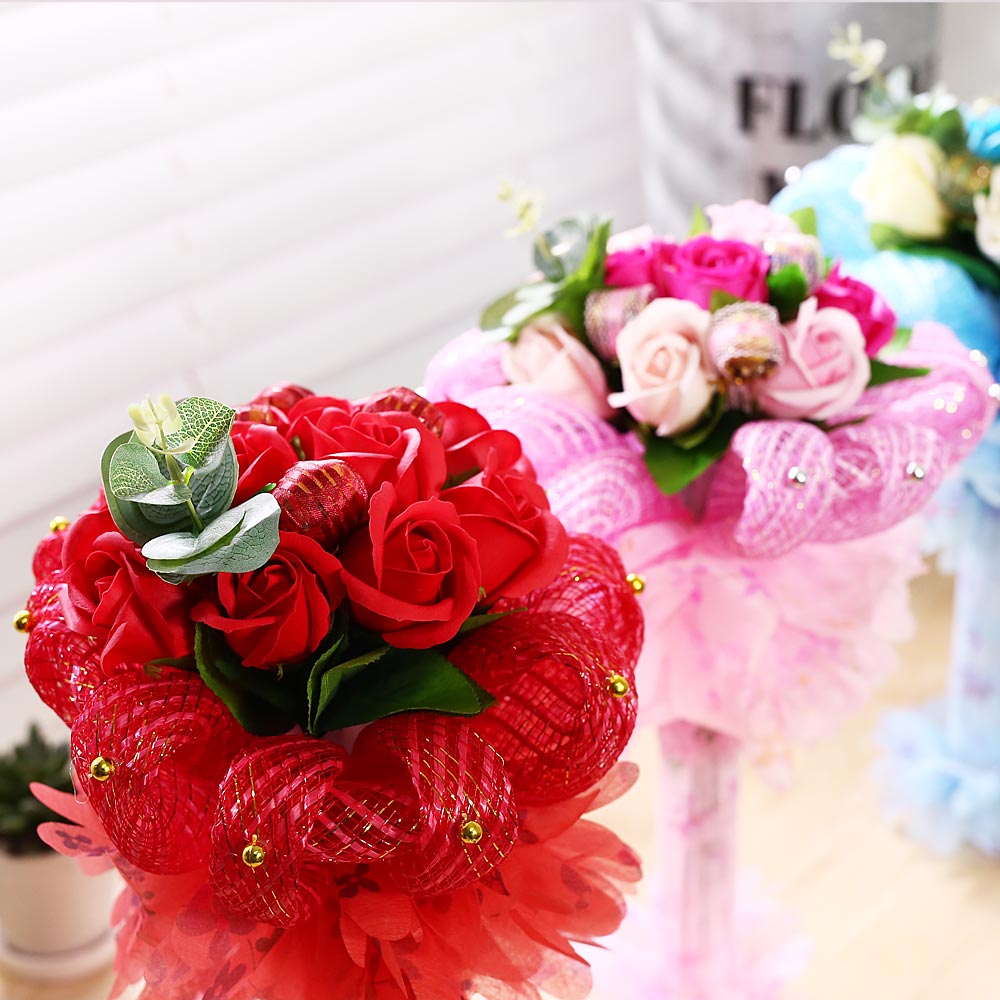 퐁퐁 비누꽃 사탕부케 핑크 졸업식 꽃다발 재롱잔치
