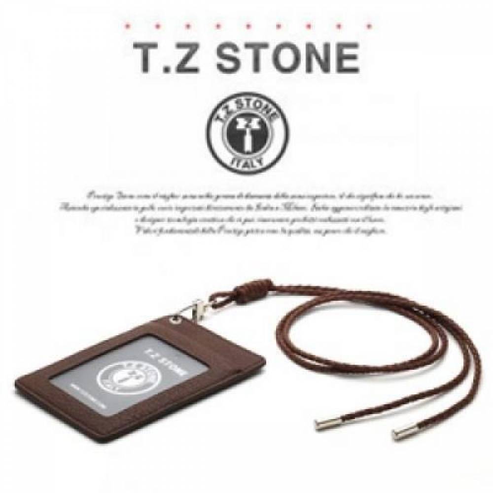 티지스톤-TZ1D215 버팔로 브라운 목걸이형 카드지갑(투명창)
