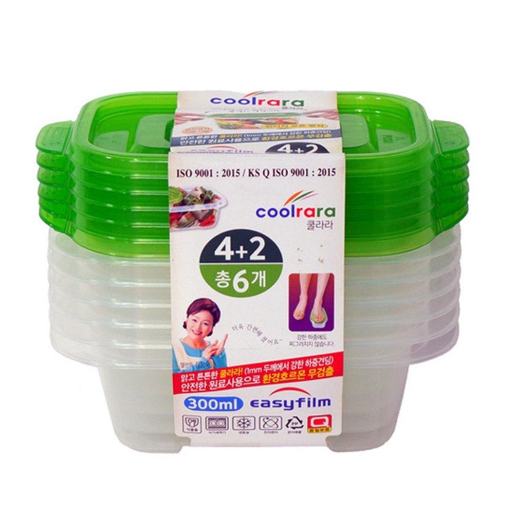 쿨라라 직사각 밀폐용기 2호 300ml x 6개