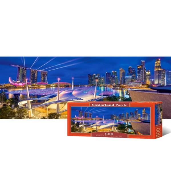 600조각 직소퍼즐 - 화려한 싱가폴 마리나베이의 밤 (파노라마)(유액없음)(캐스토랜드)