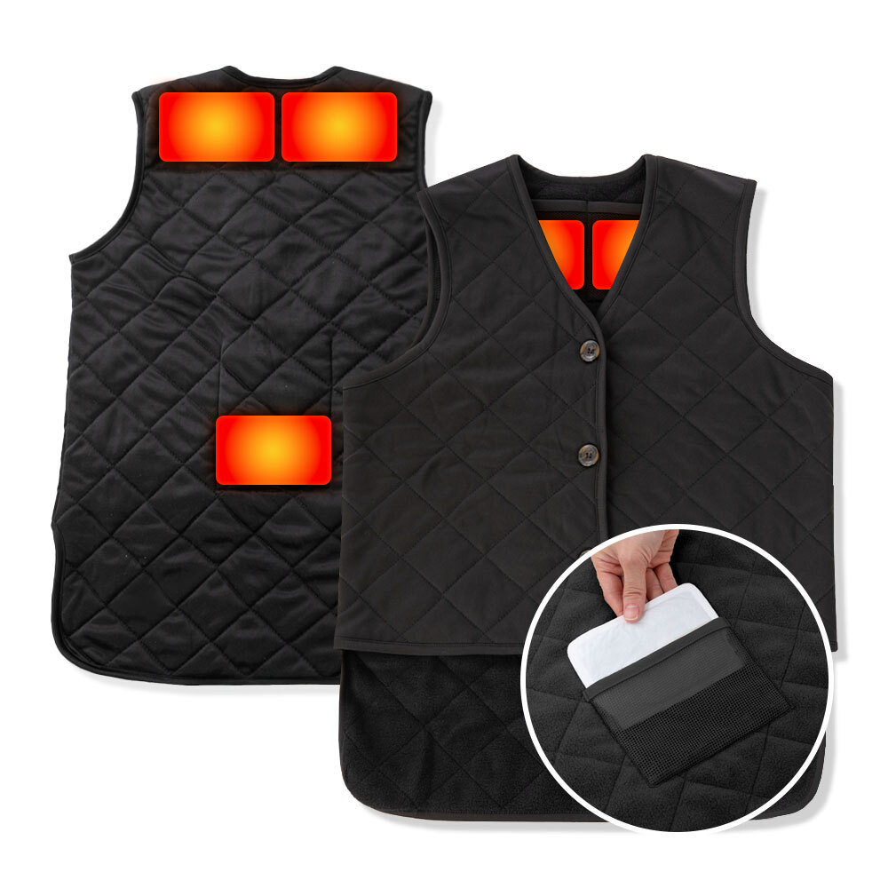 일본 직수입 겨울 여성용 핫팩 온열 조끼(블랙)