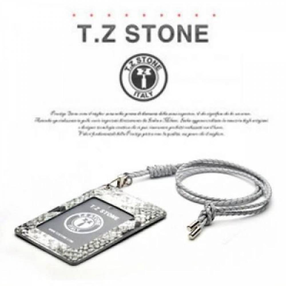 티지스톤-TZ1D210 뱀피 화이트 목걸이형 카드지갑(투명창)