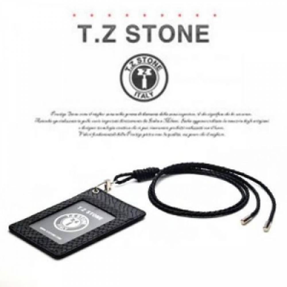 티지스톤-TZ1D211 뱀피 블랙 목걸이형 카드지갑(투명창)