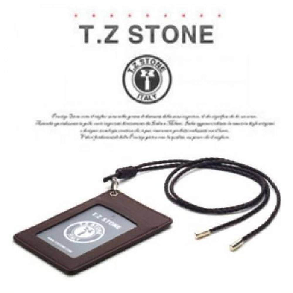 티지스톤-TZ1D203 사피아노 다크브라운 목걸이형 카드지갑(투명창)