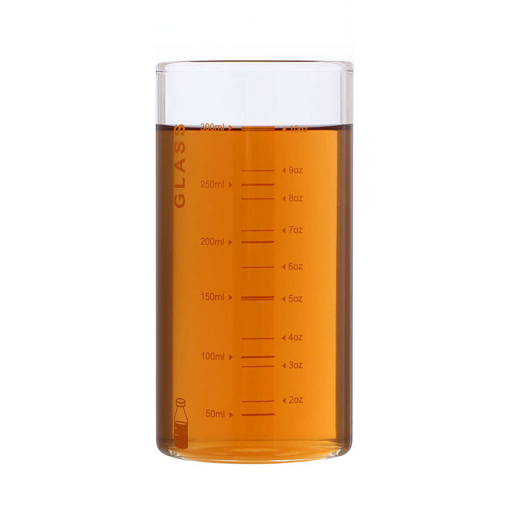로하티눈금패턴 내열 유리컵(350ml) (오렌지) 물잔