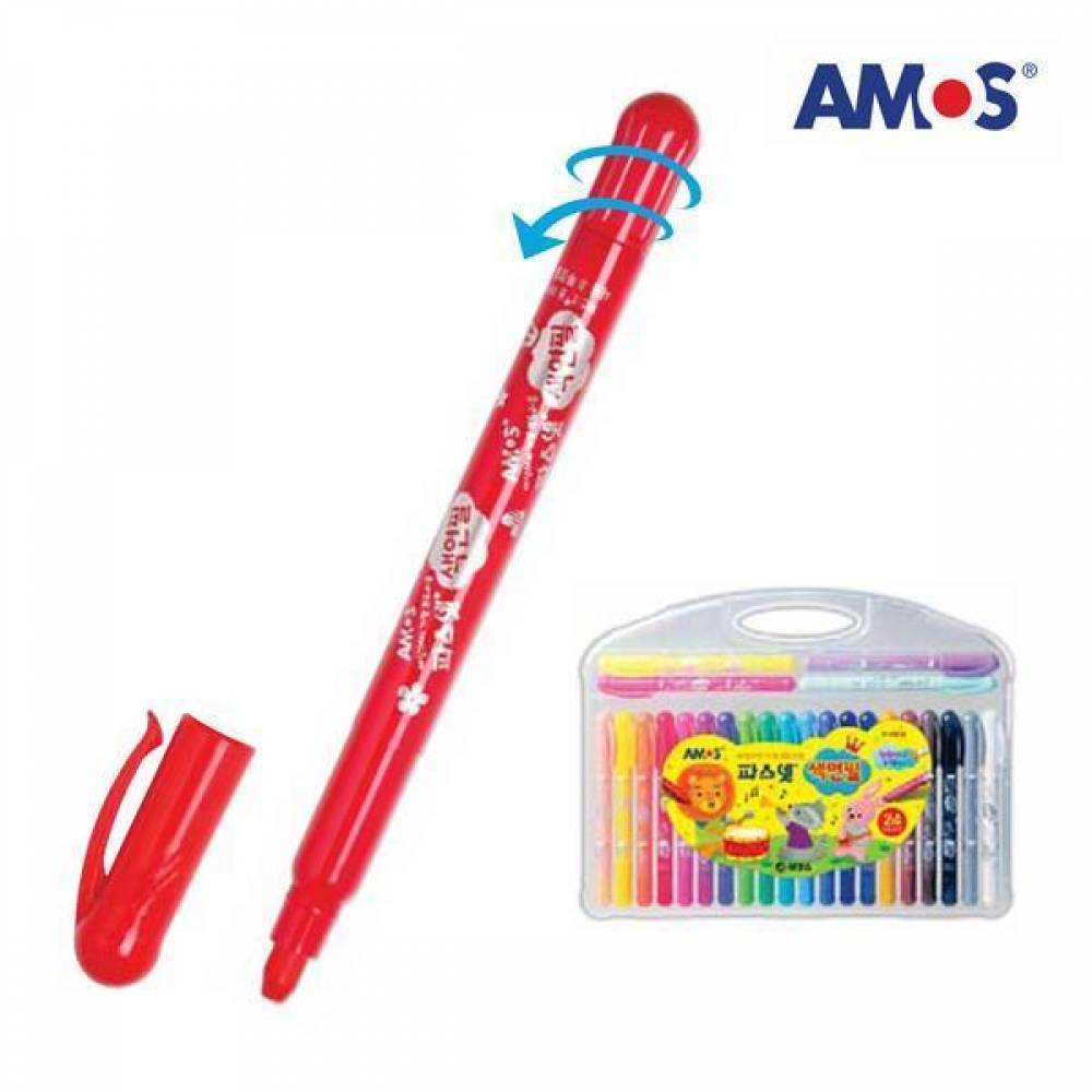 아모스 파스넷 색연필 24색세트 어린이 미술(제작 로고 인쇄 홍보 기념품 판촉물)