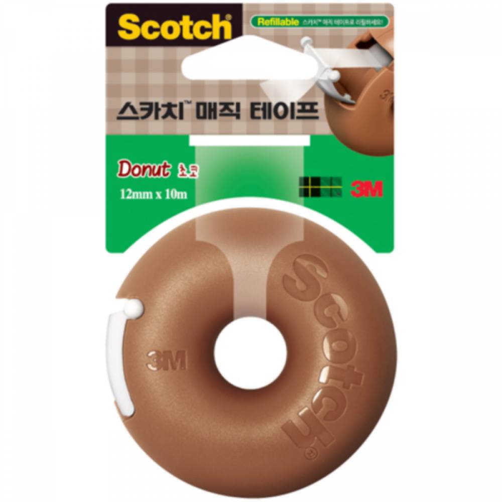 스카치 매직테이프(도넛 초코  3M) tape 접착 포장 붙이기 찢어짐 메모 쓰리엠 사무 문구