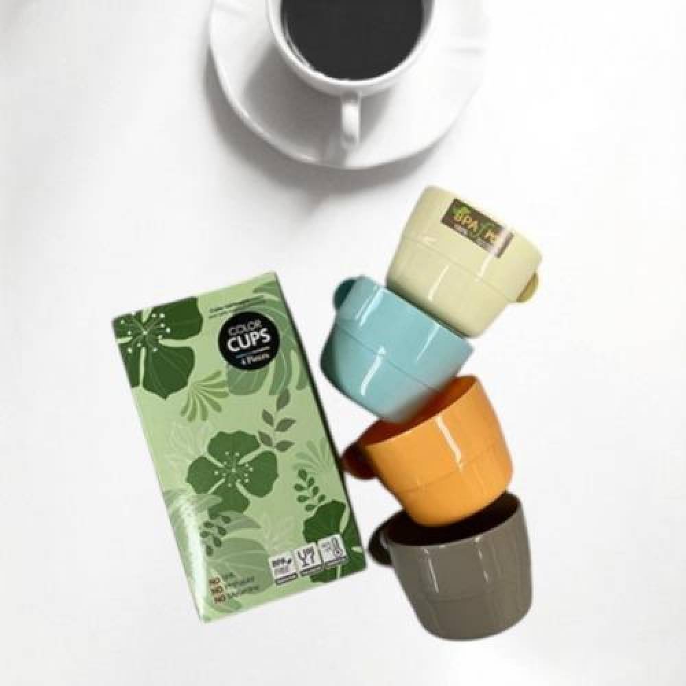 4색 손잡이컵 세트 캠핑 주방 캠핑컵 플라스틱컵