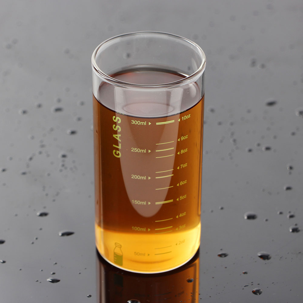 로하티눈금패턴 내열 유리컵(350ml) (그린) 주스잔