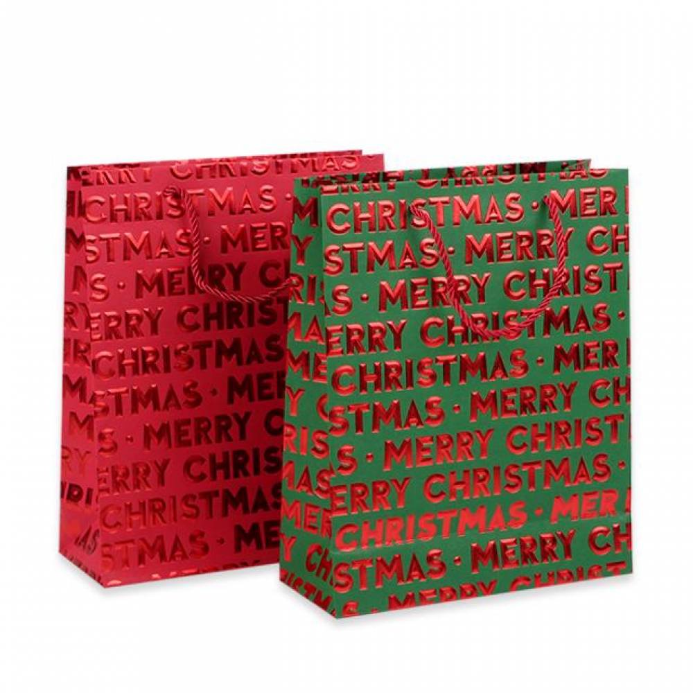 크리스마스 3D 금박 쇼핑백 종이가방 M (10개 1세트)